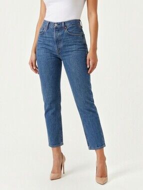 Levi’s 501 Crop Jive Stonewash Jeans High Rise Straight Leg Button Fly W25 L26